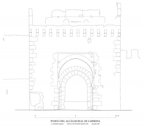 Alcázar Real de Carmona (Sevilla) - Alzado de la puerta del alcázar