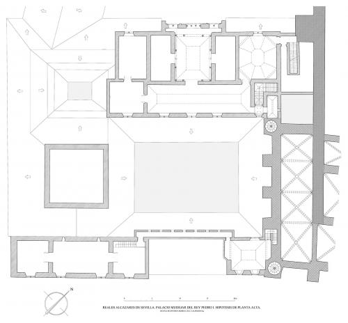 Alcázar cristiano (Sevilla) - Planta alta del Cuarto Real. Hipótesis