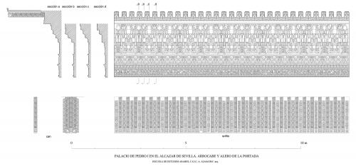 Alcázar cristiano (Sevilla) - Arrocabe y alero palacio Pedro I