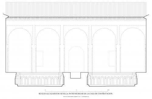 Alcázar cristiano (Sevilla) - Alzado Patio Contratación mudejar