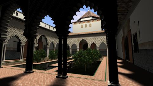 Alcázar cristiano (Sevilla) - Patio del palacio de Pedro I desde el noreste