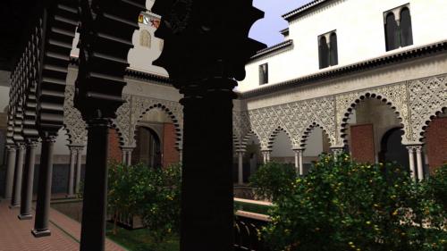 Alcázar cristiano (Sevilla) - Patio del palacio de Pedro I desde el sureste