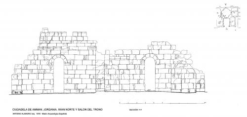 Ciudadela de Amman (Jordania) - Sección iwan Norte y sala trono F-F