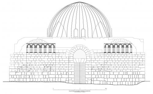 Ciudadela de Amman (Jordania) - Alzado sur vestíbulo restaurado cúpula