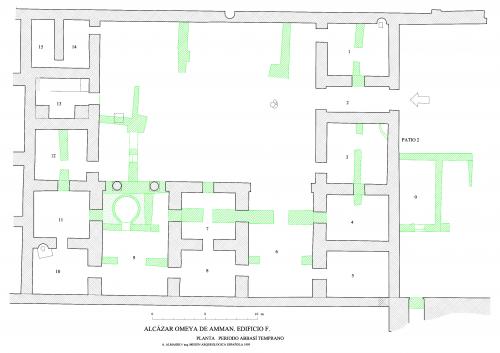 Ciudadela de Amman (Jordania) - Planta edificio F abbasí temprano