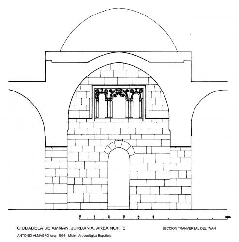 Ciudadela de Amman (Jordania) - Sección transversal iwan Norte