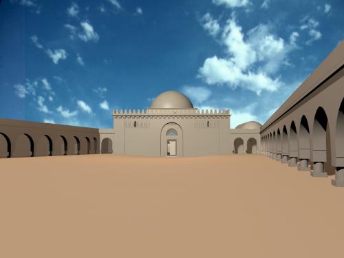 Alcázar omeya de Amman (Jordania) - La plaza-zoco con el vestíbulo