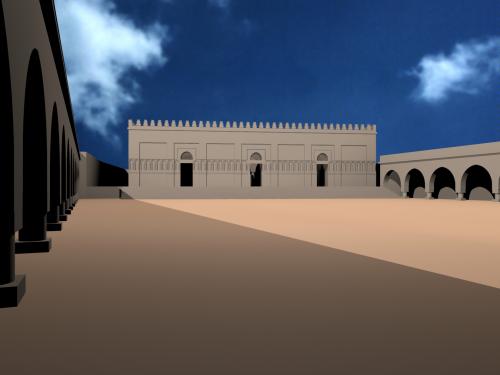 Alcázar omeya de Amman (Jordania) - La plaza-zoco con la mezquita omeya de la ciudadela de Amman