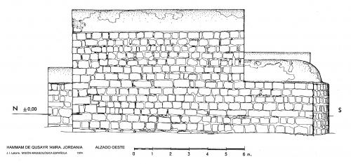 Qusayr Amra (desierto de Jordania) - Alzado oeste