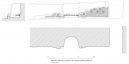 Alcázar omeya de al-Fudayn en Al-Mafraq (Jordania) - Alzado del muro de la qibla de la mezquita