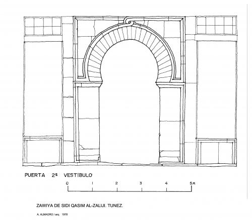 Zawiya Sidi Qasim al-Zeliji (Túnez) - Puerta del segundo vestíbulo