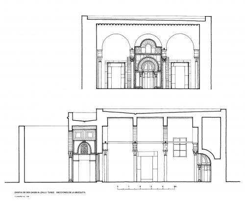 Zawiya Sidi Qasim al-Zeliji (Túnez) - Secciones mezquita