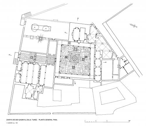 Zawiya Sidi Qasim al-Zeliji (Túnez) - Planta de la zawiya restaurada