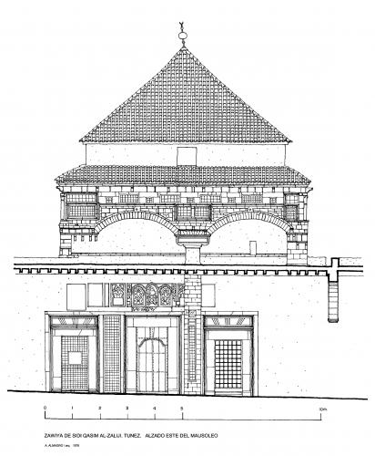 Zawiya Sidi Qasim al-Zeliji (Túnez) - Alzado Este del mausoleo