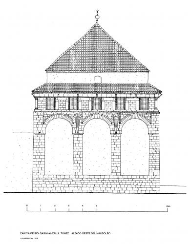 Zawiya Sidi Qasim al-Zeliji (Túnez) - Alzado Oeste del mausoleo