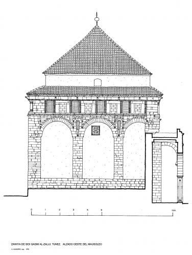 Zawiya Sidi Qasim al-Zeliji (Túnez) - Alzado Sur del mausoleo