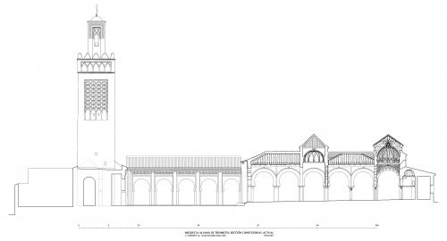 Mezquita aljama (Tremecén, Argelia) - Sección longitudinal actual