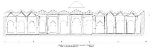 Mezquita aljama (Tremecén, Argelia) - Sección transversal patio hacia sur