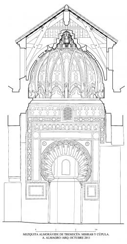 Mezquita aljama (Tremecén, Argelia) - Sección cúpula y frente mihrab