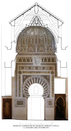 Mezquita aljama (Tremecén, Argelia) - Sección cúpula y frente mihrab con ortoimagen