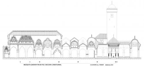 Mezquita Qarawiyyin (Fez, Marruecos) - Sección Longitudinal