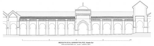 Mezquita Qarawiyyin (Fez, Marruecos) - Alzado al patio