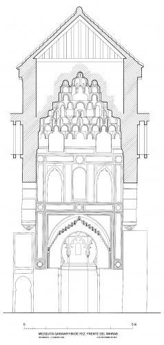 Mezquita Qarawiyyin (Fez, Marruecos) - Alzado mihrab interior