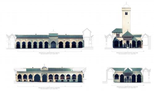 Mezquita Qarawiyyin (Fez, Marruecos) - Alzados patio con Orto