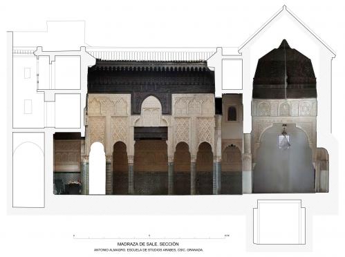 Madrasa meriní (Salé, Marruecos) - Sección con orto