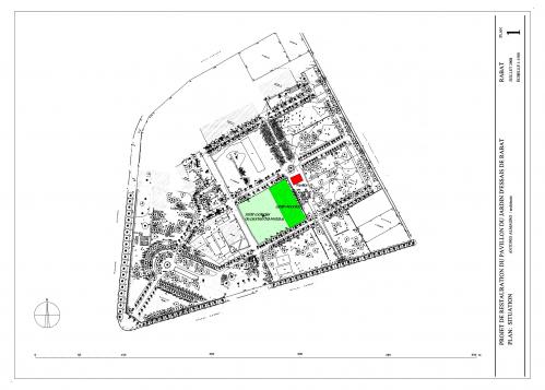 Pabellon del Jardín d'Essais (Rabat, Marruecos) - Plano situación