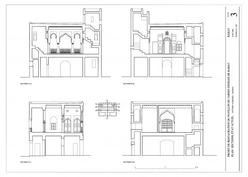 Pabellon del Jardín d'Essais (Rabat, Marruecos) - Secciones estado inicial