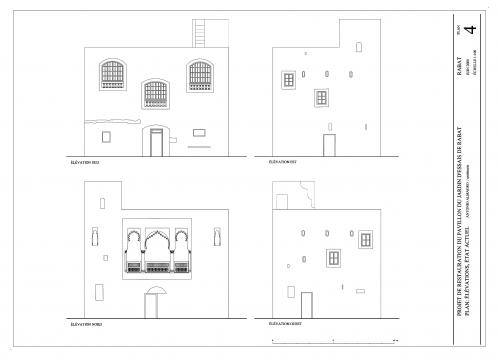 Pabellon del Jardín d'Essais (Rabat, Marruecos) - Alzados estado inicial