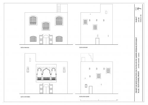Pabellon del Jardín d'Essais (Rabat, Marruecos) - Alzados estado final