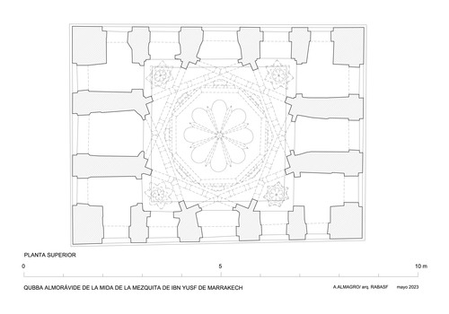 Mida de la mezquita de Ibn Yusuf (Marrakech, Marruecos) - Planta del cuerpo alto de la qubba almorávide