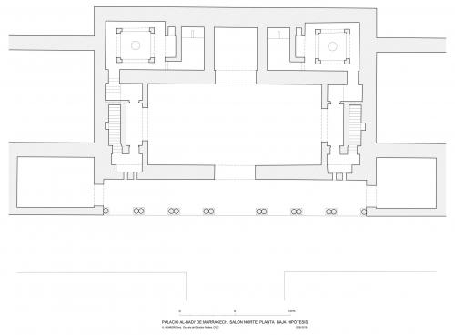 Palacio al-Badi (Marrakech, Marruecos) - Planta baja salon norte hipótesis