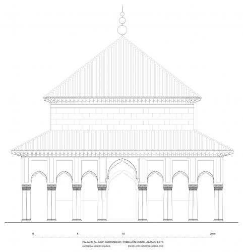 Palacio al-Badi (Marrakech, Marruecos) - Alzado qubba oeste hipótesis