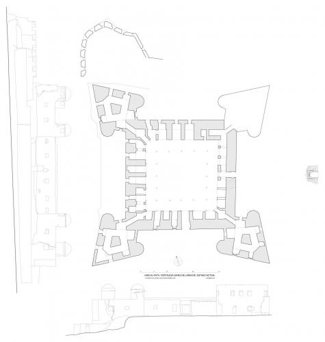 Hisn al-Fath (Larache, Marruecos) - Planta y alzados actual ortoimágenes