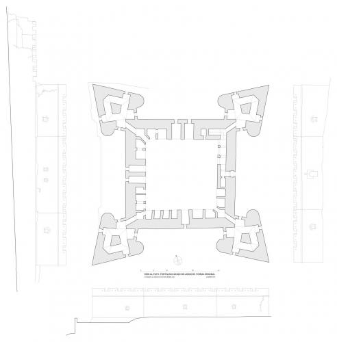 Hisn al-Fath (Larache, Marruecos) - Planta y alzados hipótesis