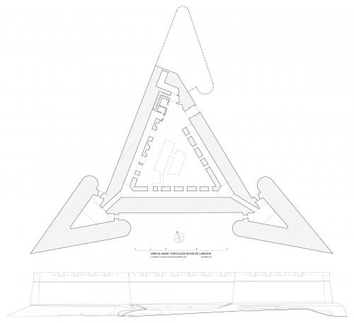 Hisn al-Nasr (Larache, Marruecos) - Planta y alzado actual