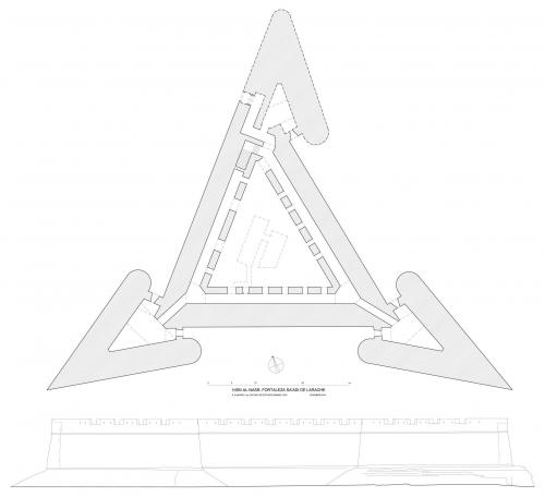 Hisn al-Nasr (Larache, Marruecos) - Planta y alzado hipótesis