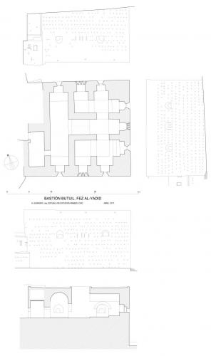 Bury Butuil (Fez al-Yadid, Marruecos) - Planta, alzados y sección