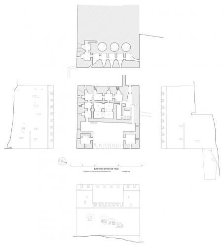 Bastión saadí (Taza, Marruecos) - Plantas y alzados hipótesis