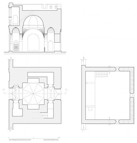 Agdal (Marrakech, Marruecos) - Bab Musalla, plantas y sección