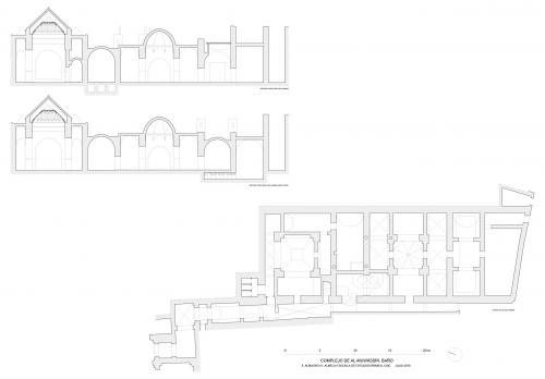 Complejo al-Muwassin (Marrakech, Marruecos) - Planta y secciones del hammam