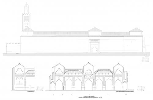 Complejo de Bab Dukkala (Marrakech, Marruecos) - Alzado y secciones mezquita