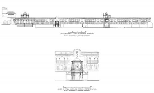 Alcázar de Sevilla - Alzado Galería del Grutesco y Fuente de la Fama