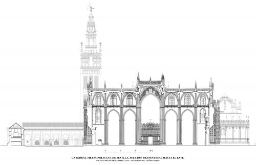 Catedral de Sevilla - Sección transversal hacia el este 