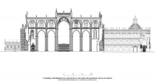 Catedral de Sevilla - Sección transversal hacia el oeste 