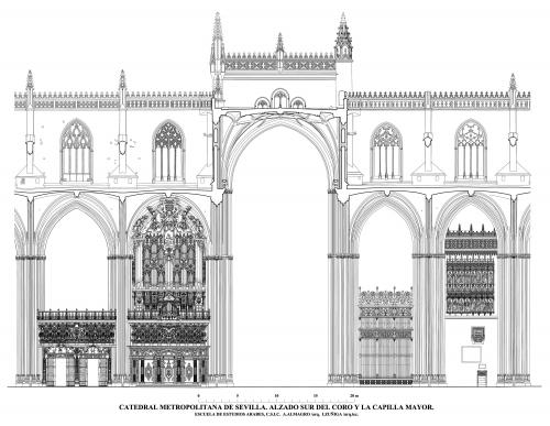 Catedral de Sevilla - Alzado sur del coro y la capilla mayor 