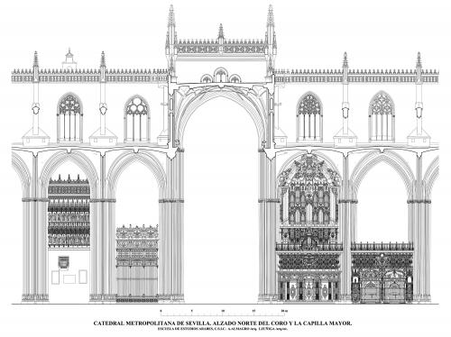 Catedral de Sevilla - Alzado norte del coro y capilla mayor 